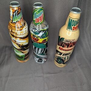Lot of 3- 2008 Mountain Dew NASCAR RACING SERIES Aluminum Bottles Empty Collect